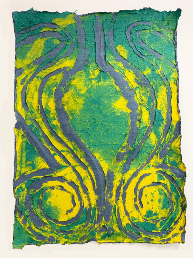 San Niccolo I, pulp-incised handmade paper, 30" x 22", 2019