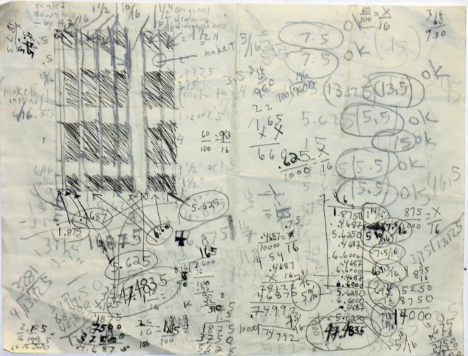 Study for World Trade Center Series, pencil and pen on paper, 9" x 12", 1997