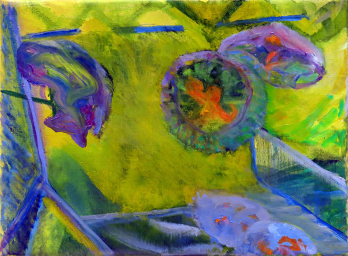 Pamela Lawton, "Moon Jellies, V", oil on canvas, 16" x 20", 2017